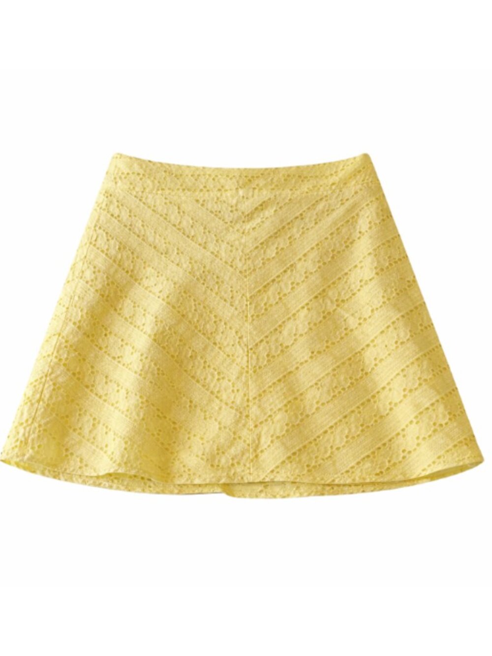 Ann Taylor Yellow Eyelet Lace Skirt 12P A-Line Cotton Summer Skirt